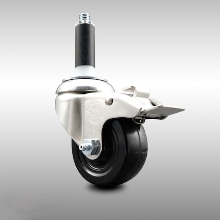 Service Caster 3.5 Inch 316SS Hard Rubber Swivel 7/8 Inch Expanding Stem Caster Lock Brake SCC-SS316TTLEX20S3514-HRS-78